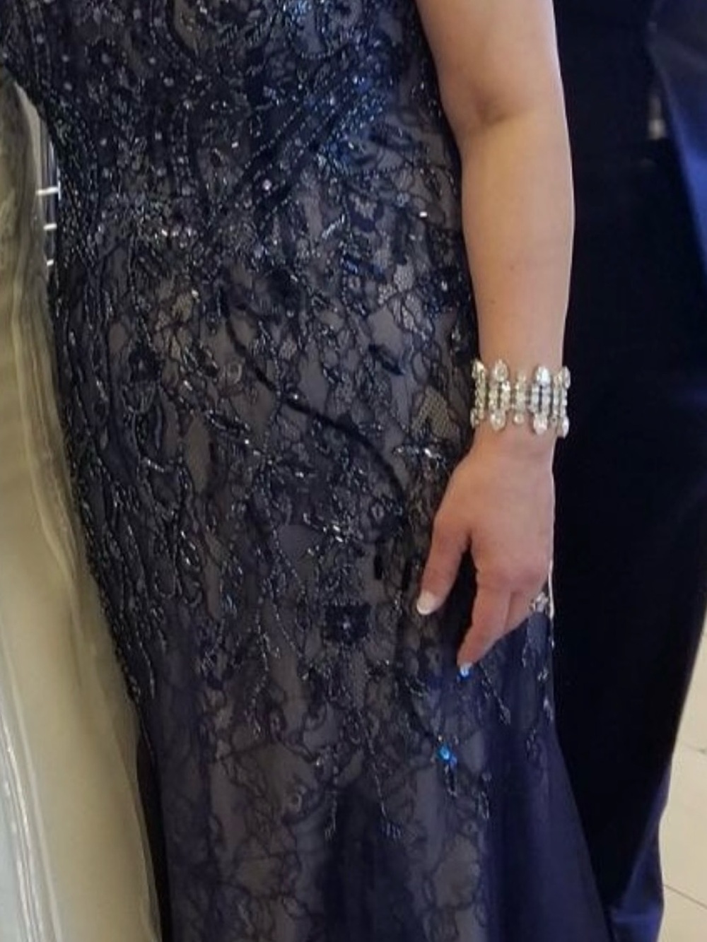 Elegant Navy  Beaded Evening Dress - Women's Formal Gown